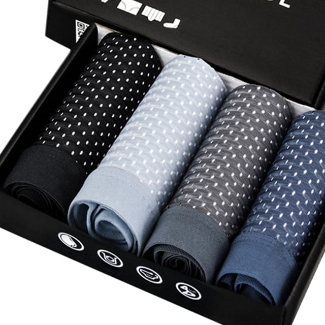 4pcs/Box Men Mesh Breathable Briefs Solid Color Underwear Comfortable Boxers