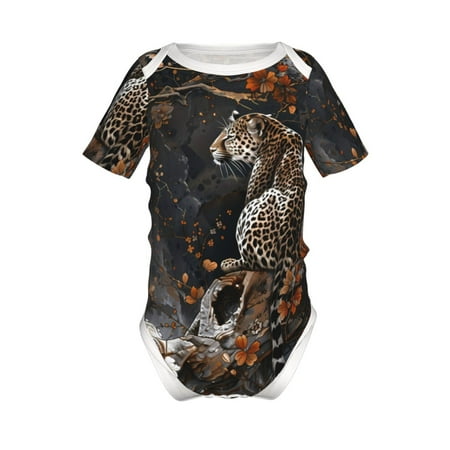

Junzan Leopard On Tree Branch Print Short-Sleeve Baby Climbing Clothes Bodysuits for Infant One-Piece for Baby Boys & Girls Baby Clothes Baby Romper with Snap Closure-18 Months