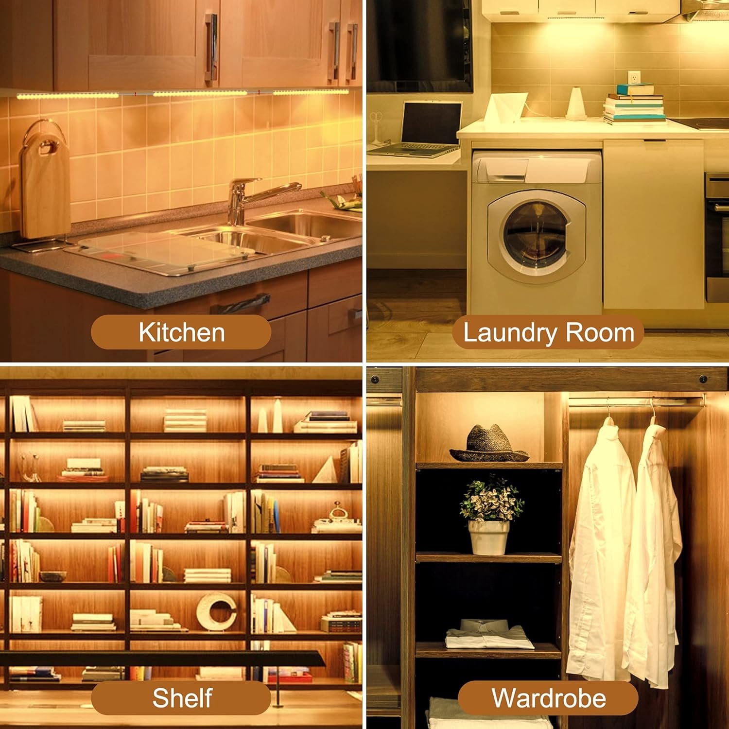 Under Cabinet Lighting, 2 count 12" 3000K Dimmable LED Closet Light, USB Plug, Memory Function, Linkable Cabinet Light Bar for Kitchen, Plug-in Workbench Light, Super Slim LED Light Bar for Room