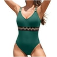 thumbnail image 2 of EWASWON Women's Braided Trim Monokini - 4-Way Stretch and Tie Back, Plus Size Swimwear for Beach and Vacation,Green,Size XL, 2 of 9