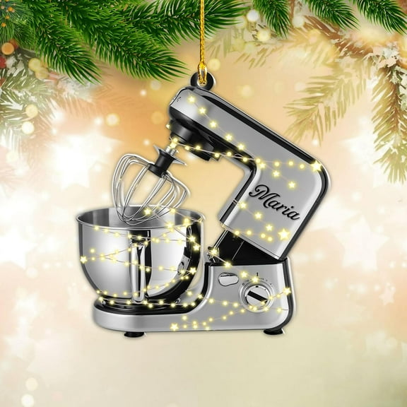 Custom Baking Mixer Lights 2D Flat Ornament Customized Stand Mixer Mica Christmas Ornaments Love Cooking Xmas Keepsake Gift Ideas Gifts for Chef Lovers Gift (CBM1) - 3358 (Grey)