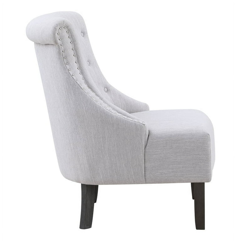 OSP Home Furnishings Evelyn Tufted Chair in Fog Gray Fabric with Gray Wash Legs