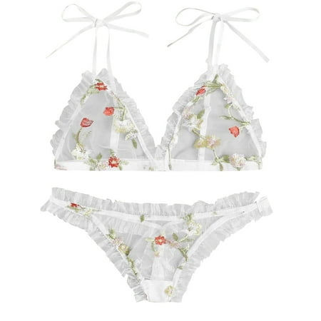 

Women Exotic Lingerie Lace Fashion Underwear Flower Printed Bra Spring Summer Casual Club Party Vacation Sleepwear Gifts To Lovers
