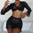 thumbnail image 2 of Swimsuit Coverup for Women Tassel Trim Top With Shorts Set Beach Wrap Bikini Wraps Swimwear Set Bathing Suits, 2 of 7