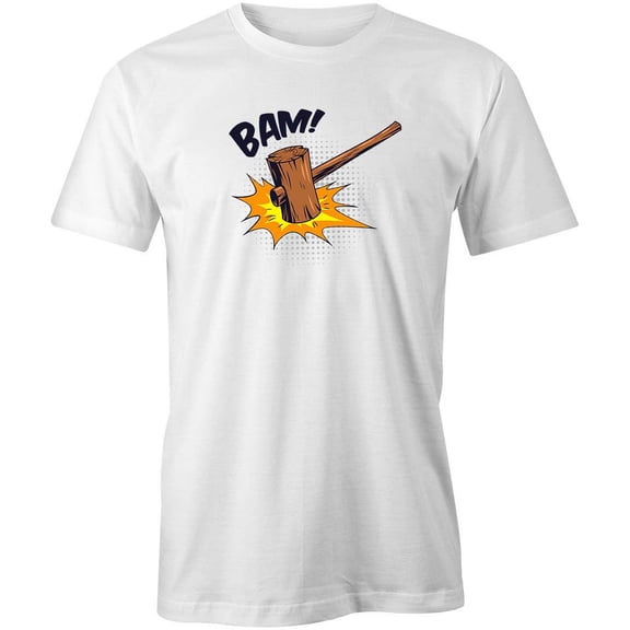 Comic Bam Wooden T-Shirt | Comic Art White Tee Gift
