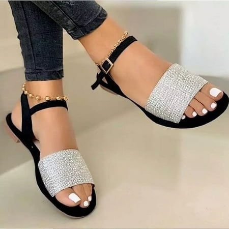 

absuyy Women s Flat Sandals- Casual Open Toe Fish Mouth Beach Sandals Summer Slide Sandals #906 Silver