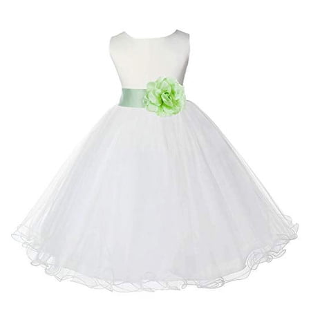Ekidsbridal Ivory Tulle Rattail Edge Flower Girl Dress for Toddlers Birthday Party Formal Elegant Gown Ballroom Dance Recital 829S 6