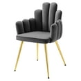 thumbnail image 5 of Side Dining Chair, Set of 2, Gold Gray Grey, Velvet, Modern Contemporary, Mid Century Kitchen Room Cafe Bistro Restaurant Hospitality, 5 of 9