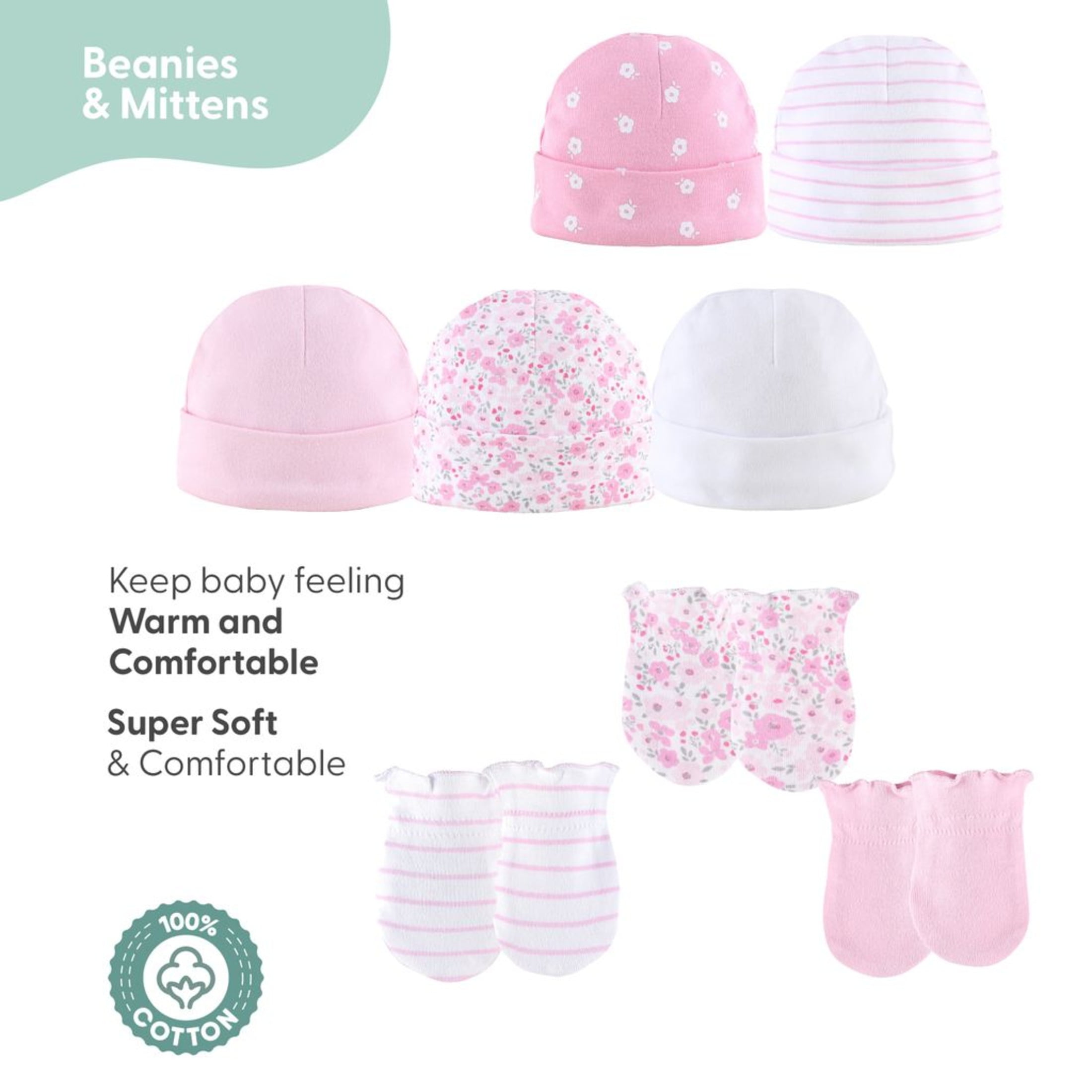 The Peanutshell Newborn Layette Gift Set for Baby Girls, 23 Essential Pieces, Pink Floral Love, 0-3 Months