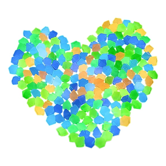 chaungfeng Glowing Stones, 300-Pack Color Mixing Rhombus Plastic Garden Gems, for Sidewalk, Aquarium, Pool Outdoor Decor, 14x11 mm