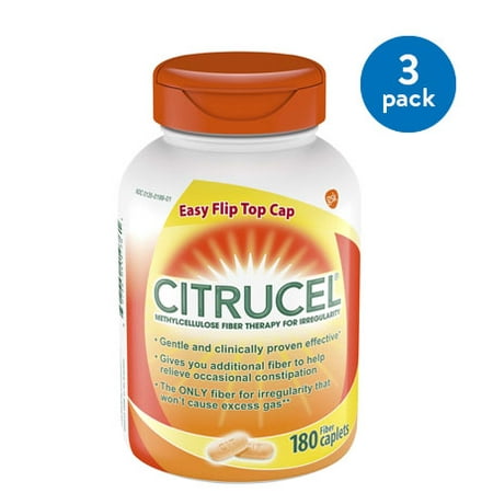 (3 Pack) Citrucel Caplets Fiber Therapy for Occasional Constipation Relief, 180