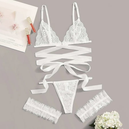 

Roliyen Nightgowns For Women Sleepwear For Womens Pajamas For Women Plus Size Lace Lingerie Leg Ring G-String Bra Underwear Set Sleepwear