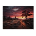 thumbnail image 3 of Designart "Pink Black Sunrise Majestic horizon I" Landscape Sunset Print on Natural Pine Wood, 3 of 5