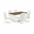 thumbnail image 2 of East West Furniture V076AB264-7 7-Piece Modern Rectangular Dining Room Table Set an Outstanding Distressed Jacobean Kitchen Table Top and 6 Attractive Pu Leather Dining Chairs with Stylish Chair..., 2 of 10