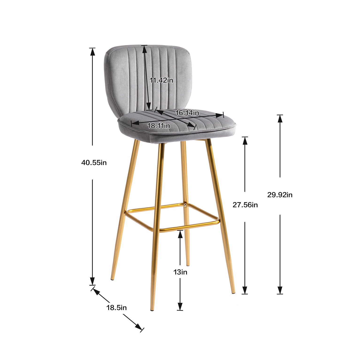 Kepooman Modern Design Bar Stools Set of 1 with Back for Bar Counter, Grey Kepooman Modern Design Bar Stools Set of 1 with Back for Bar Counter, Grey