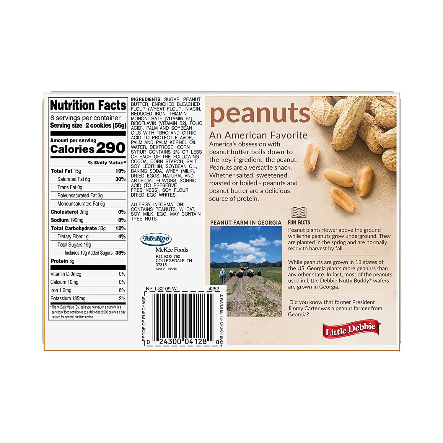 Little Debbie Peanut Butter Crunch Bars 11.72 Oz (16 Boxes)