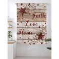 thumbnail image 2 of Sheer Curtains 72 Inches Long, Vintage Farmhouse Semi Sheer Curtains Light Filtering Window Treatment, Brown Country Star Berries Wooden Grain Privacy Voile Drapes for Living Room Bedroom 52x72 Inch, 2 of 7