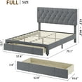 thumbnail image 2 of Garvee Full Size Bed Frame with 2 Storage Drawers, Upholstered Platform Bed with Adjustable Tufted Headboard & Wooden Slats, No Box Spring Needed, Grey, 2 of 7