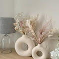 thumbnail image 6 of Ceramic Vases for Home Decor, Set of 2 Donut Vases, Modern Vase, White Vases, Farmhouse Vase, Decorative Vase, Round Boho Vase for Bookshelf, Mantel, Table, Fireplace Decor, 6 of 9