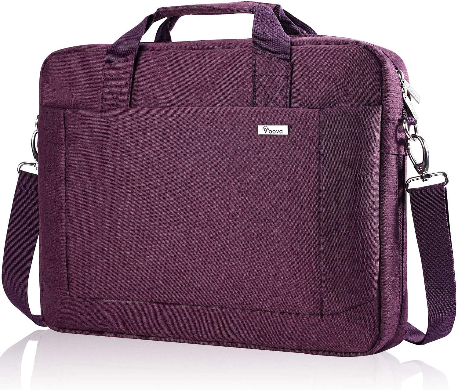 Laptop Shoulder Bag 15 Inch Briefcase Document Messenger Bag Business Handbag with Handle & Shoulder Strap Cow Skin Milk Pink and Black 