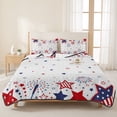 thumbnail image 3 of Full Quilt Set 78''x90'', Red Blue Star 4th of July Lightweight Bedspread Coverlet Set with 2 Pillow Shams, Independence Day Fireworks Breathable All Season Quilt Bedding for Bedroom/Guest Room, 3 of 9