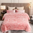 thumbnail image 3 of Heavy Thick Fleece Blanket King Size, 10.5lbs,2 Ply A & B Pattern Silky Soft Warm Reversible Raschel Winter Blanket, Minky Soft Plush Blanket for Sofa Bed, 87"x94", Pink Floral, 3 of 10