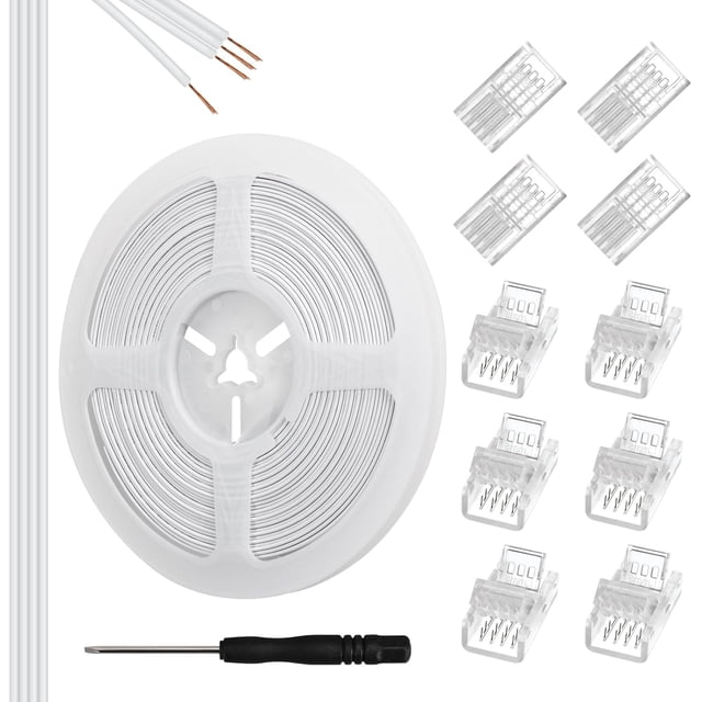fuzhong-10Pcs 8mm 4 Pin LED Strip Light Connectors and 32.8ft 4 Pin RGB Extension Cable Strip to Wire Quick Connection for Waterproof and Non-Waterproof 8mm Wide SMD RGB 5050 LED Strip Lights