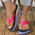 thumbnail image 3 of Beach Flip Flops for Women Indoor Outdoor 2025 Summer Casual Rainbow Chunky Platform Dress Slip on Sandals, 3 of 7