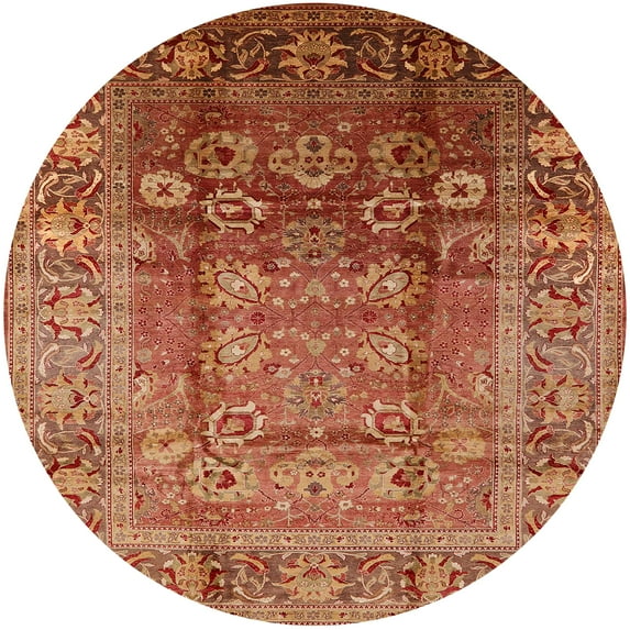 Ahgly Company Indoor Round Mid-Century Modern Red Oriental Area Rugs, 6' Round