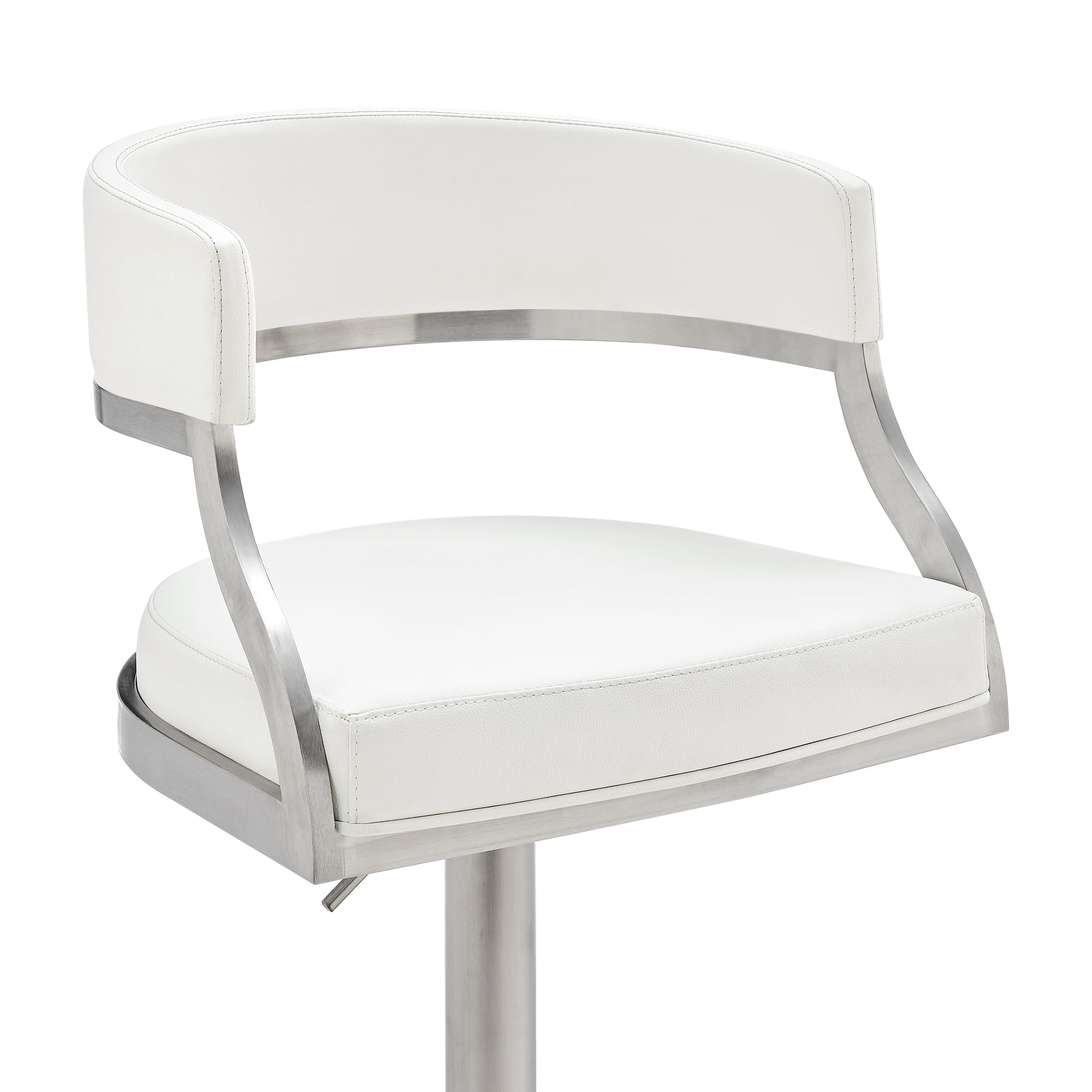 Callie Modern Retro Swivel Metal Adjustable Height Barstool With Faux Leather Seat