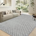 thumbnail image 2 of CAROMIO 9' x 12' Area Rug for Living Room Neutral Accent Rug Non Slip Indoor Striped Geometrical Bedroom Rug, Light Gray, 2 of 7