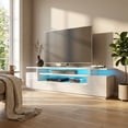 thumbnail image 2 of Eva TV Stand for TVs up to 85", Modern High Gloss 77" Entertainment Center, TV Media Console with Storage Cabinets and LED Lights, 2 of 6