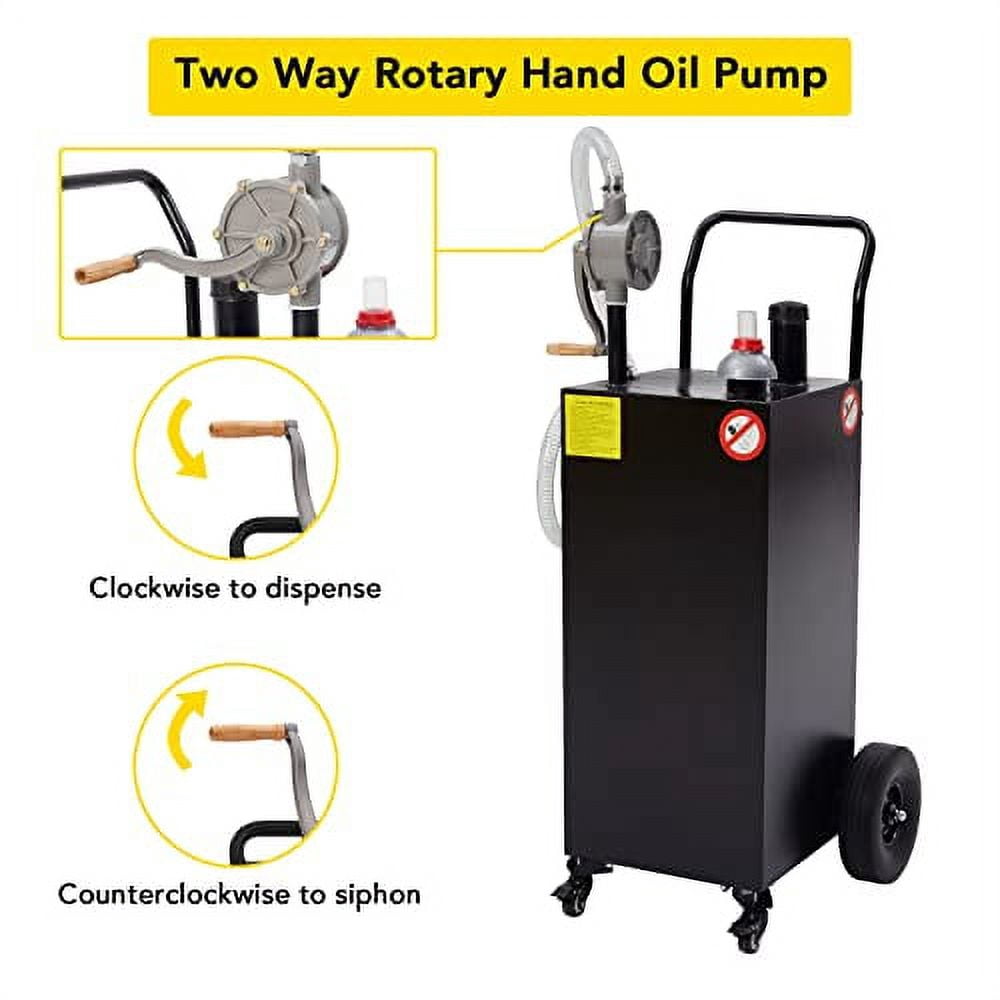 40 Gallon Portable Gas Caddy with PumpStorage Gasoline Tank with 2 Wheels for Boat, Car,Garden, Lawnmower, ATV