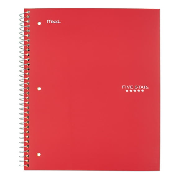 Mead Wire bound Notebook, 1 Subject, Medium College Rule, Red Cover, 11" x 8.5", 100 Sheets