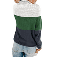 thumbnail image 3 of PrettyGuide Women's Mockneck Sweater Dolman Sleeve Oversized Cable Knit Pullover Sweater M White/Green/Navy, 3 of 7