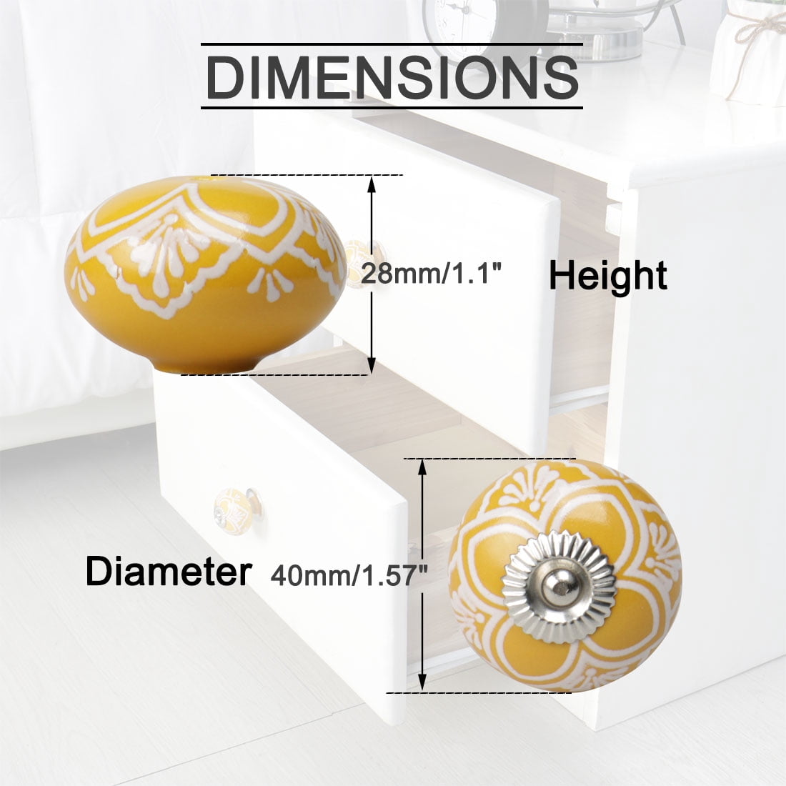 Unique Bargains Ceramic Knobs Vintage Round Pull Handle Furniture Cupboard Dresser Door
