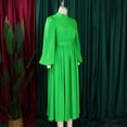 thumbnail image 4 of AURA Plus Size Women Winter Half High Collar Long Sleeve Waist Belt Swing Midi Dress Elegant Slim Fit Gown, 4 of 10