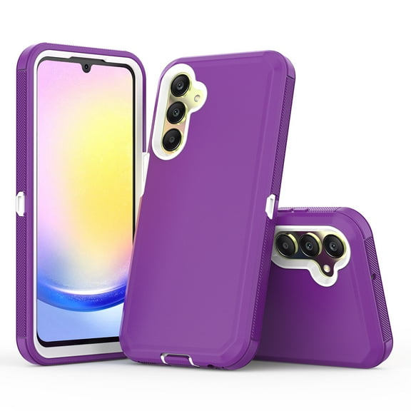 TASHHAR Samsung Galaxy A36 5G Case Military Grade Heavy Duty 3 in 1 Shockproof Durable for Galaxy A36 5G Phone - Purple White