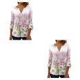thumbnail image 1 of Sonducket Tops de manga 3/4, camiseta oscilante, túnica de verano, plisada de larga duración, a la moda Type3 NO3, 1 of 6