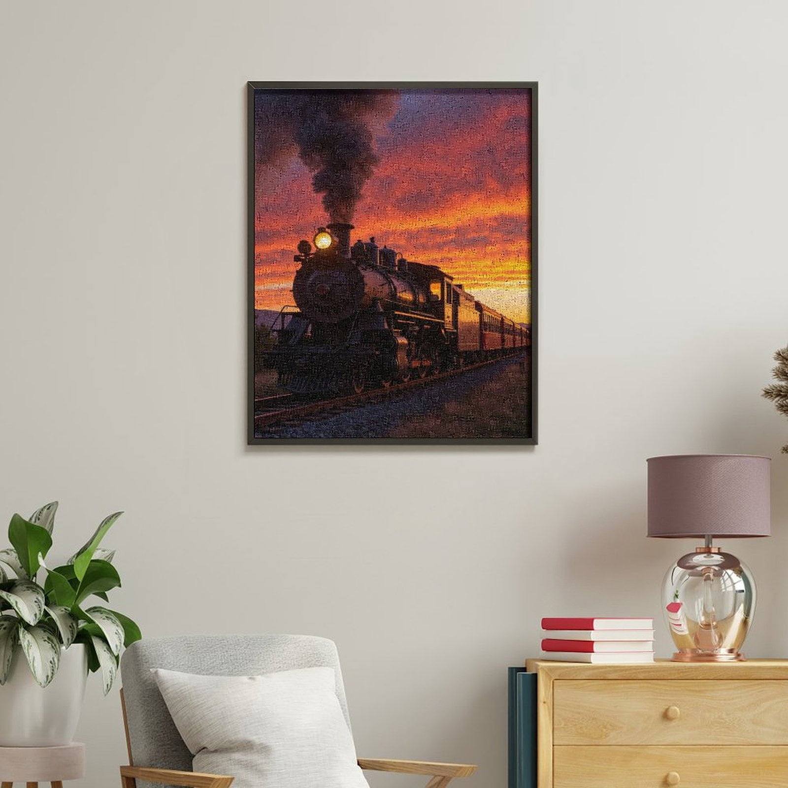 Paint By Numbers Kit for Adults Beginner - DIY Train Sunset Journey Canvas Painting Kits for Adults, Frameless Paint By Number for Adults for Home Wall Decor 16x20 Inch