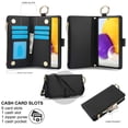 thumbnail image 3 of ELEHOLD For Samsung Galaxy Note 20 Ultra Phone Case Leather Crossbody Zipper Card Wallet Flip Case Kickstand Cover, with Ring Holder,Full Body Protection-Black, 3 of 7
