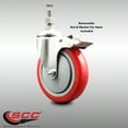 thumbnail image 2 of 5 Inch 316SS Red Polyurethane Swivel 10mm Stem Caster Total Lock Brake SCC, 2 of 2