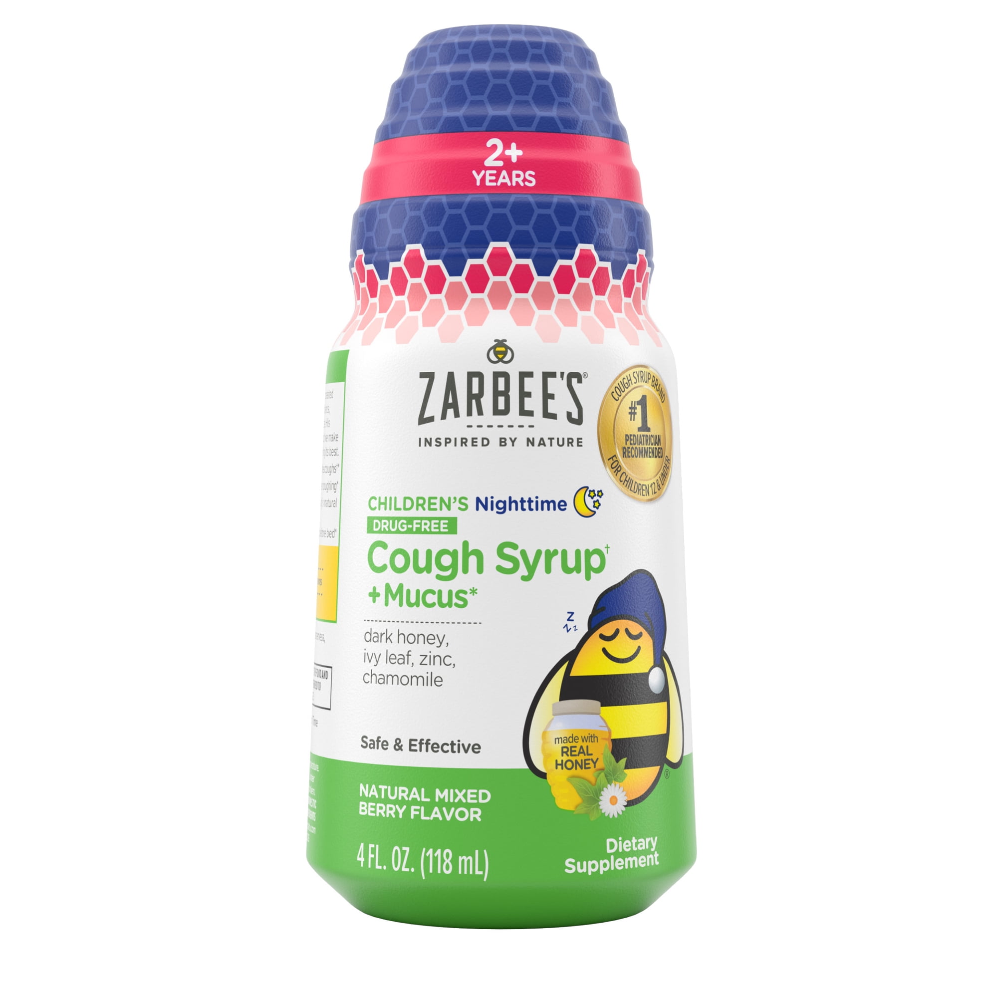 Zarbee's Kid's Nighttime Honey Cough Syrup + Mucus, Berry, 4 fl. oz