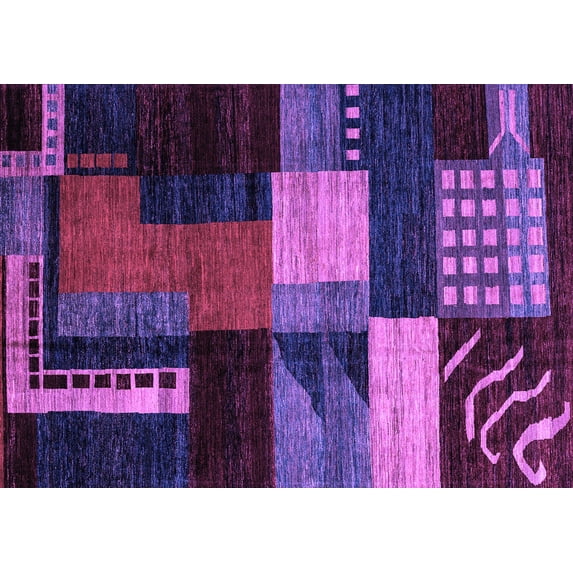 Ahgly Company Indoor Rectangle Oriental Purple Modern Area Rugs, 8' x 10'