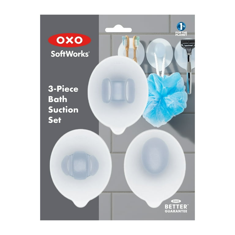 OXO 3-Piece Bathroom Suction Hook Set, Clear photo 5