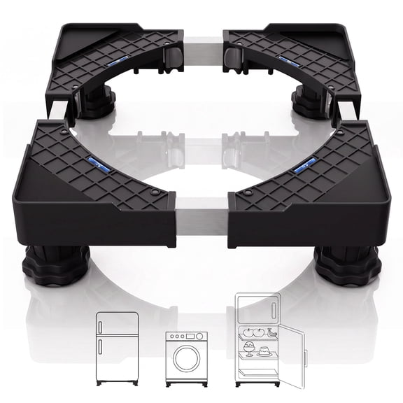 NUBILY Mini Fridge Stand Universal Raised Base Adjustable Refrigerator Stands with 4 Strong Feet Washing Machine Pedestal Multi-Functional Bases for Dryer (Black)