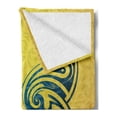 thumbnail image 2 of Tattoo Soft Flannel Fleece Throw Blanket, Blue Colored Tribal Designed Free Butterfly of and Freedom Artwork Print, Cozy Plush for Indoor and Outdoor Use, 50" x 60", Blue and Yellow, by Ambesonne, 2 of 5