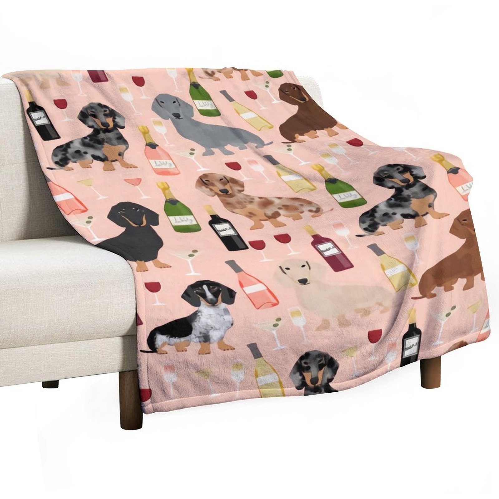 Dachshund Doxie Dachsie Champagne Wine Cocktails Dog Breed The Full Collection of Flannel Blanket Lightweight Cozy Bed Blankets Soft Throw Blanket Fit Couch Sofa for Kids Adults 40"×50"