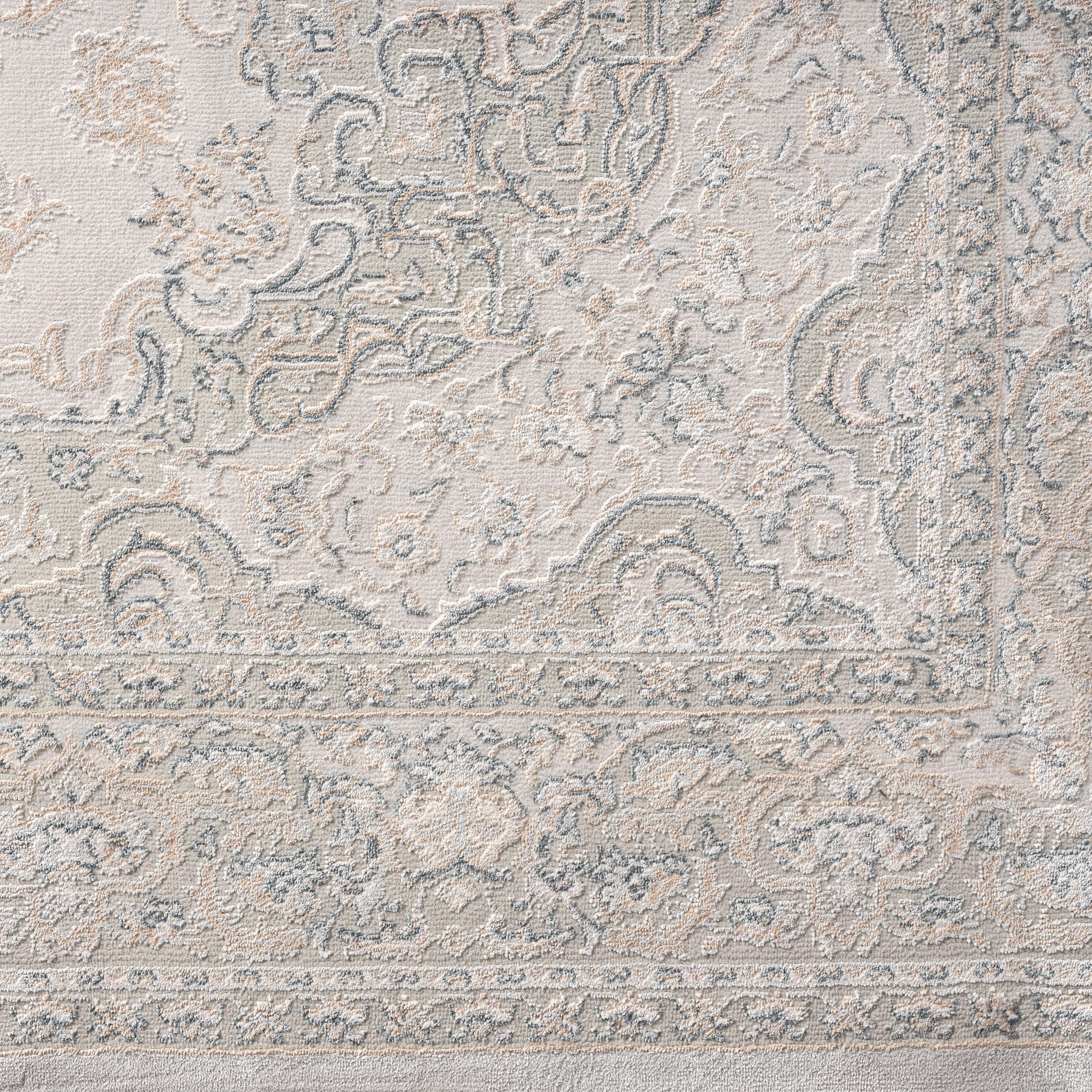 LR Home Imara Ilraz Gray Persian Medallion Polyester Area Rug, 7'9" x 10'9"