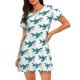 thumbnail image 1 of Fotbe Cartoon Shark Bata de Dormir para Mujer con Estampado, Camisón de Algodón de Manga Corta, Ropa de Dormir Casual, 1 of 6